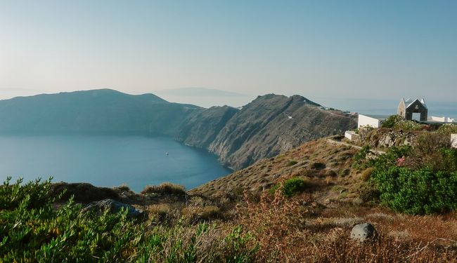 Paysage de randonnée à Santorin