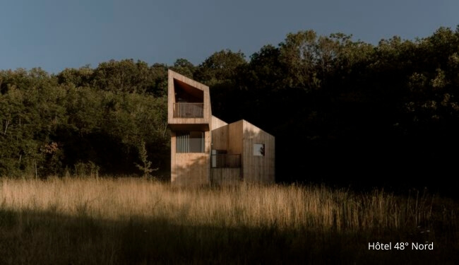 Hytte du 48° Nord Landscape Hotel en Alsace au cœur de la nature.